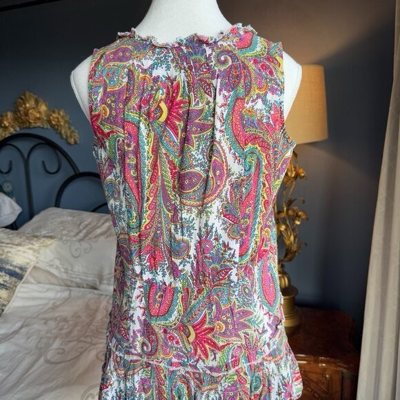 Multicolour Paisley Summer Mini Dress 100 Cotton - Picture 7 of 9